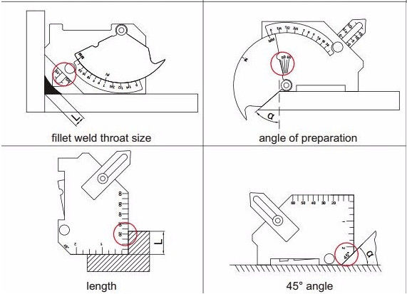 Bridge Cam Gage Welding Inspection Gauges , Angle Preparation 0º to 60º